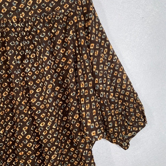 Anthropologie Button Up Womens Large Brown Polka Dot Kimono 3/4 Sleeve Casual - Picture 13 of 16